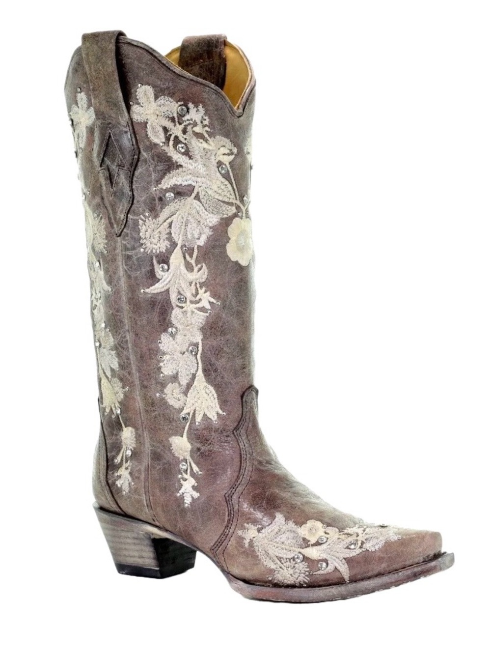 Corral Tan and Cream Leather Cowboy Boots - Soft Lined Interior